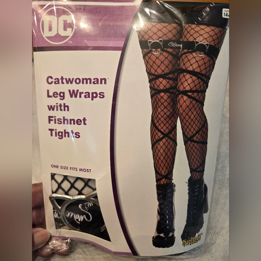 Halloween costume leg wraps and fishnet tights. New. Never opened.